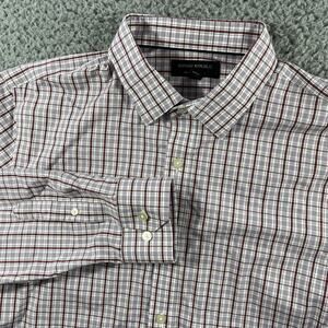 Banana Republic Shirt Mens Large Red Blue Non Iron Slim Fit Long Sleeve Button